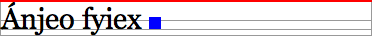 Texto mostrando linha text-top em azul