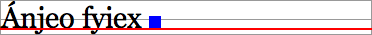 Texto mostrando linha baseline em vermelho
