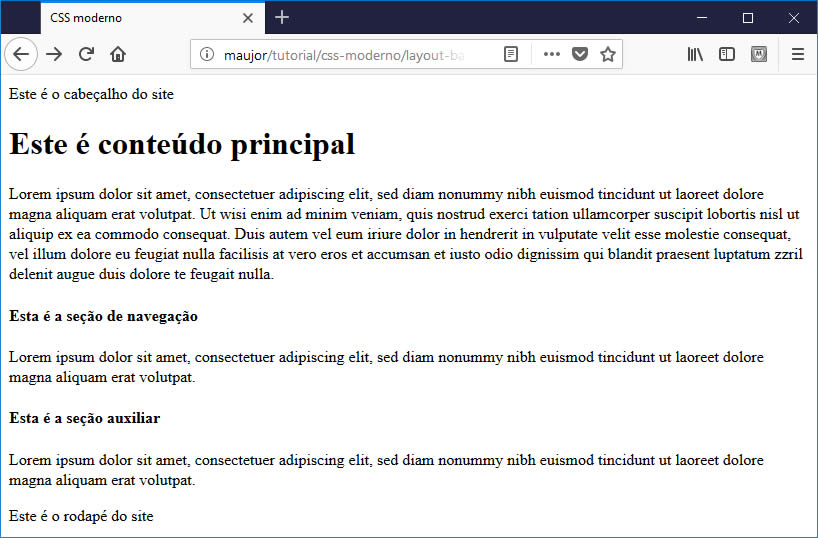 screenshot do layout