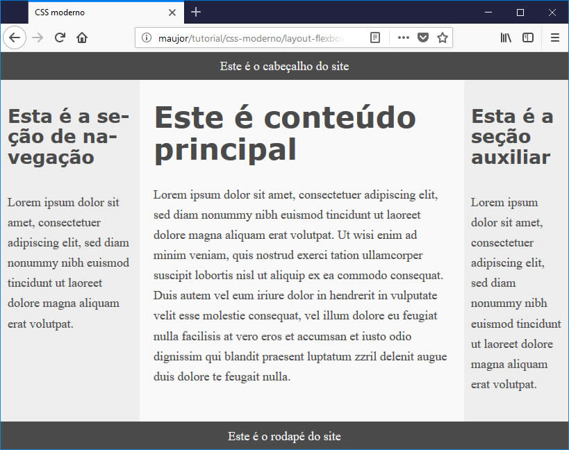 screenshot do layout