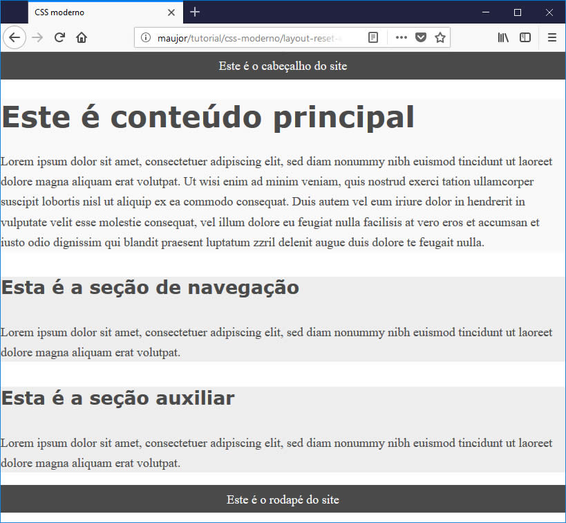screenshot do layout