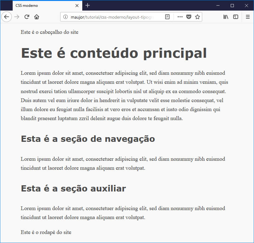 screenshot do layout