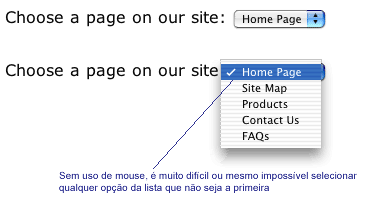 The options in this dro-down list are difficult, if not impossible, to use without a mouse